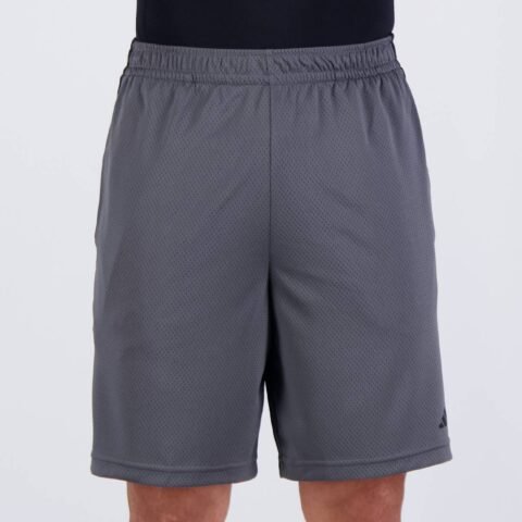 Bermuda Adidas 3 Listras Cinza Escuro – Conforto e Tecnologia para Seu Treino