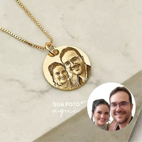 Colar Personalizado com Nome e Foto Banhado a Ouro 18k (Tamanho G) – Alianças Imperiais