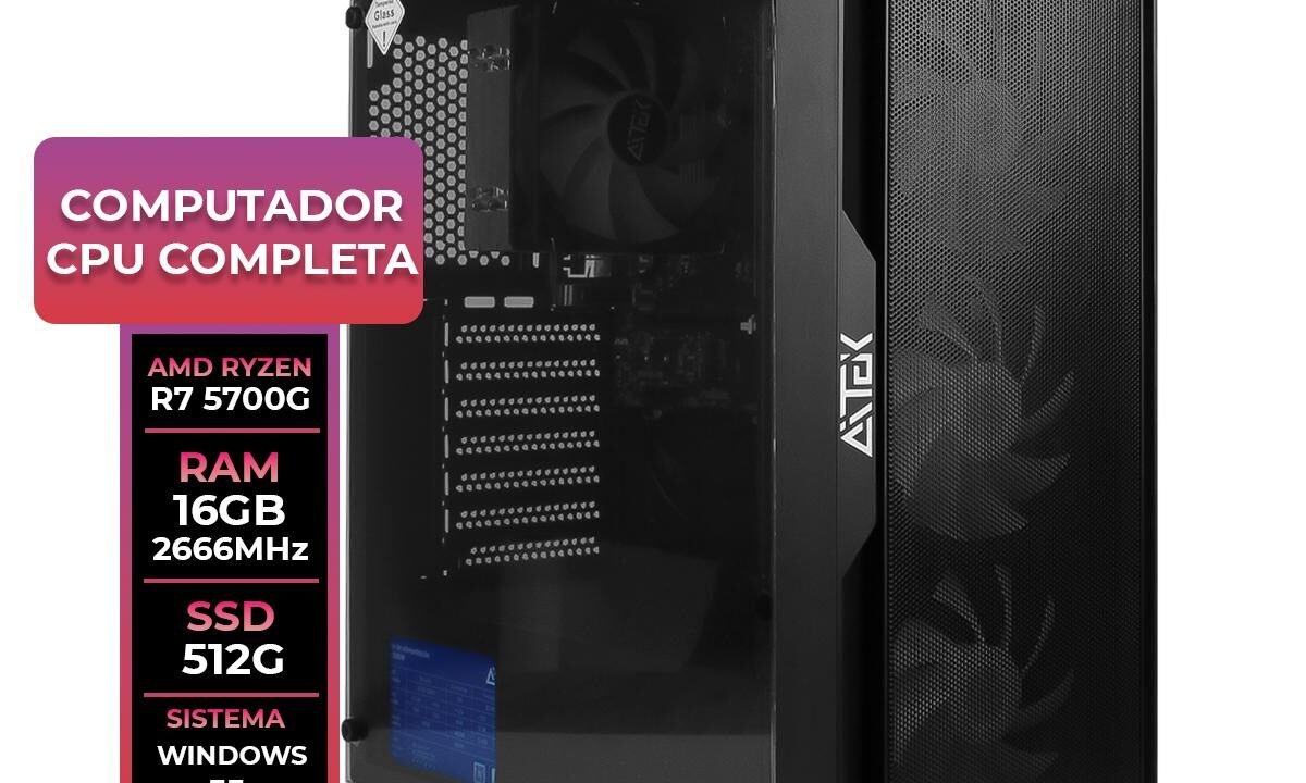 Computador Desktop AMD Ryzen 7 5700G 16GB DDR4 SSD 512GB Windows 11 – Aitek DELTA-G57BB