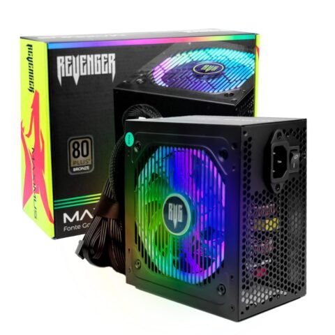 Fonte ATX Gamer Maximus 750W RGB Revenger Ultra-Silenciosa 80 Plus Bronze para PC Desktop