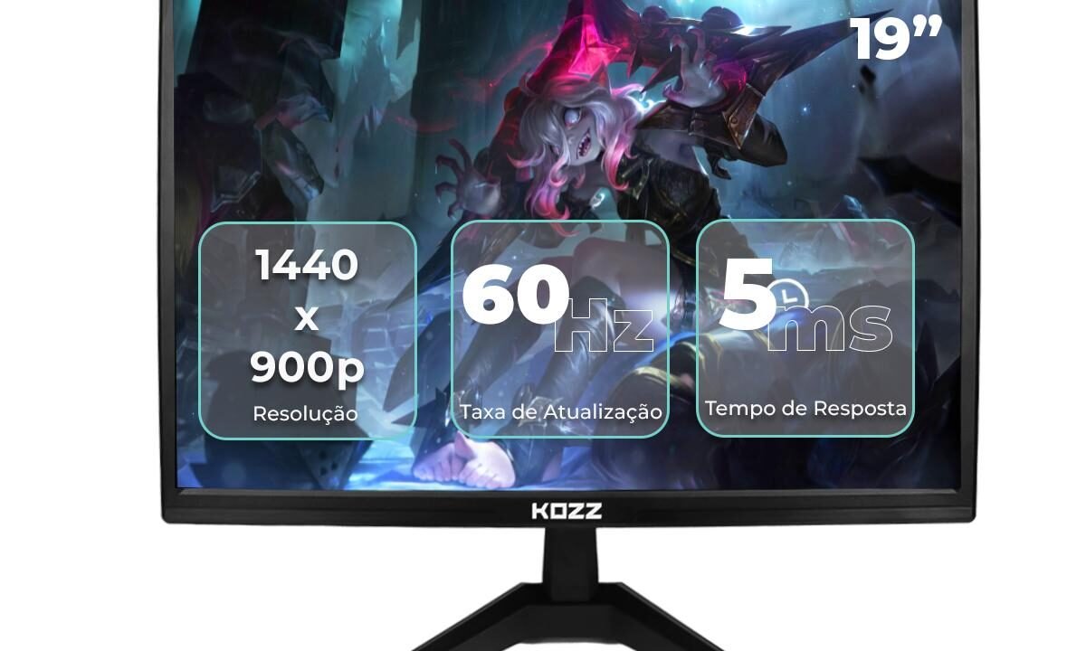 Monitor Gamer 19 Pol 60Hz 5ms HDMI VGA com Redução de Luz Azul – KZ-M1900