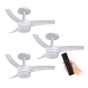 Kit 3 Ventiladores de Teto Arno Ultimate Bivolt Branco com Controle Remoto VX13