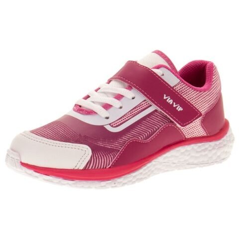 Tênis Infantil Via Vip VV9512 Branco/Rosa 31 – Conforto e Segurança para Suas Pequenas