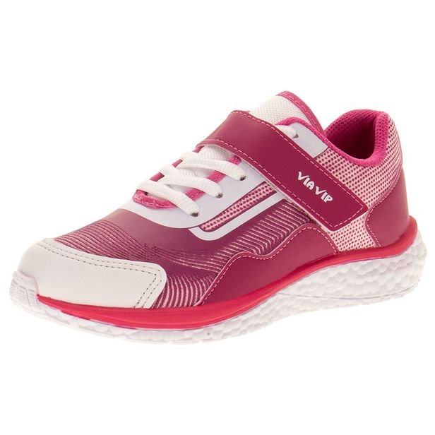 Tênis Infantil Via Vip VV9512 Branco/Rosa 31 – Conforto e Segurança para Suas Pequenas