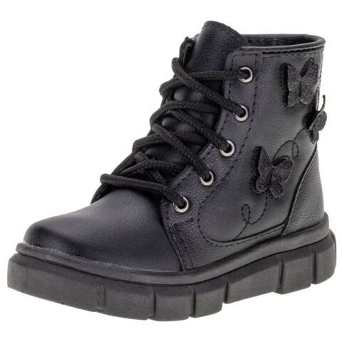 Bota Infantil Feminina Coturno Lily Kids 16028 PRETO 21 – Conforto e Estilo para Sua Filha