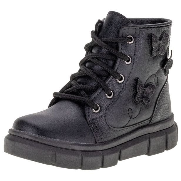 Bota Infantil Feminina Coturno Lily Kids 16028 PRETO 21 – Conforto e Estilo para Sua Filha