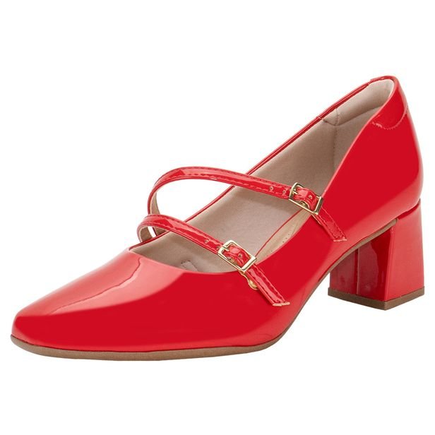 Sapato Feminino Salto Grosso Beira Rio 4314105 Vermelho 34: Conforto e Estilo para o Seu Dia a Dia