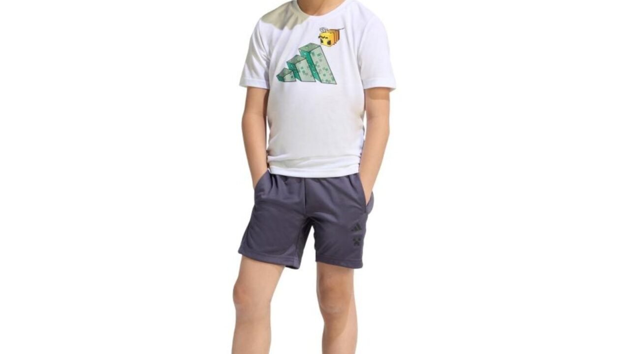 Conjunto Infantil Adidas Minecraft Training Summer Branco – Conforto e Estilo para os Pequenos
