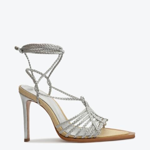 Sandália Salto Alto Adele Amarração Prata | Schutz: Elegância e Conforto para Seus Pés
