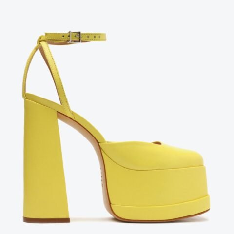 Sapato Scarpin Meia Pata Luan Couro Amarelo | Schutz – Estilo e Conforto