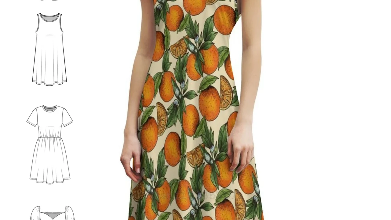 Vestido Casual Feminino com Estampa de Laranja – Estilo Preppy e Conforto