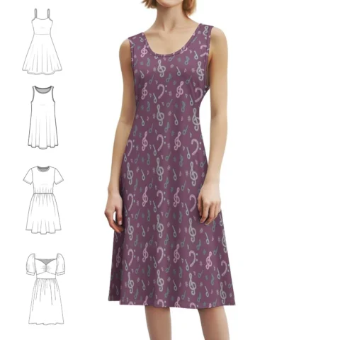 Vestido Happy Music Pattern: Estilo e Desconto Imperdível na Moda Feminina