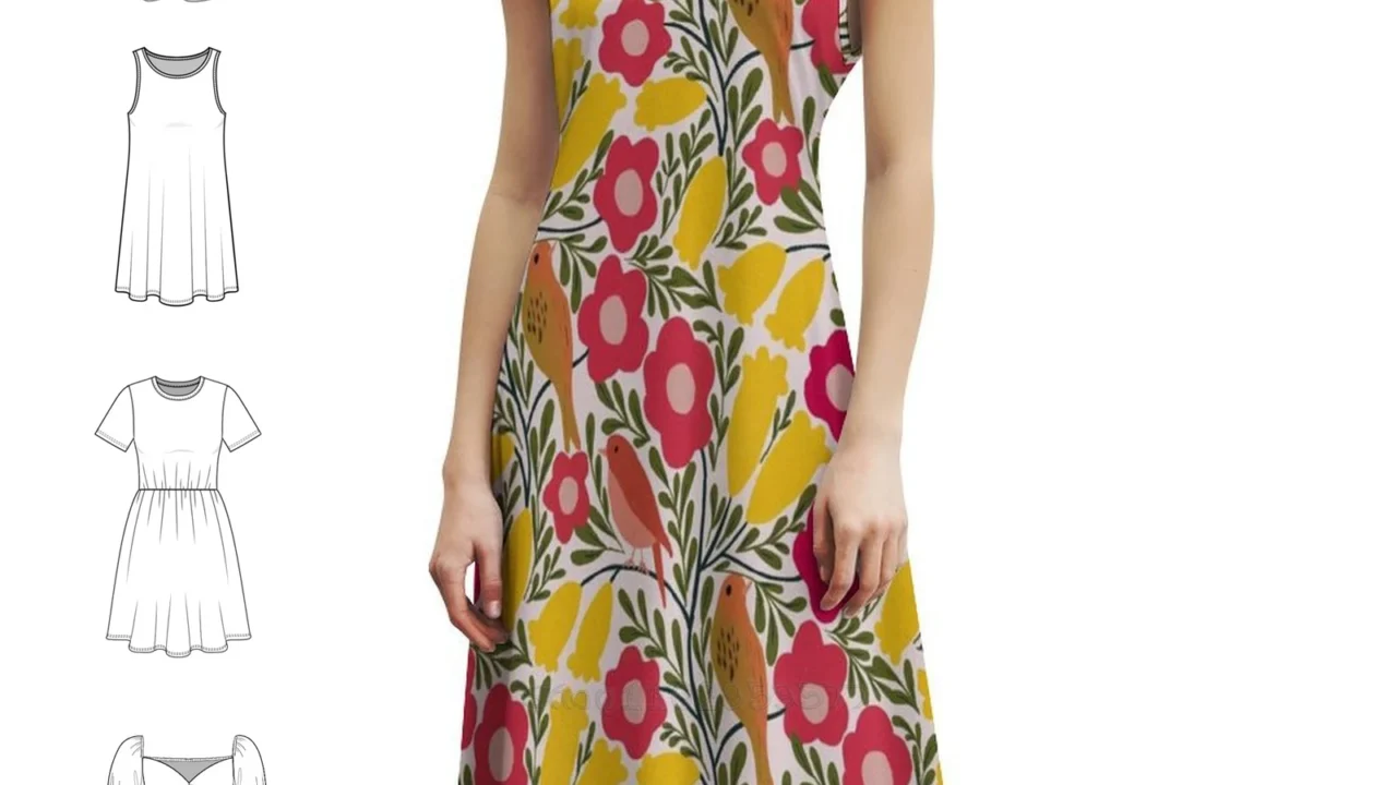 Vestido Birds And Flowers Bohemian Sem Mangas – Estilo e Conforto para Suas Férias