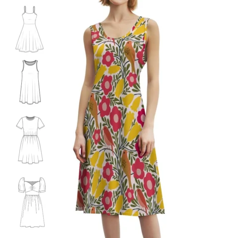 Vestido Birds And Flowers Bohemian Sem Mangas – Estilo e Conforto para Suas Férias