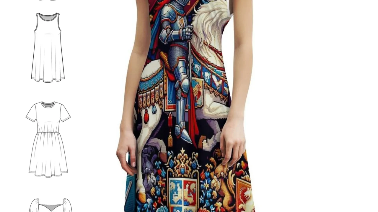 Vestido Feminino Seamless Pattern Knight Kingdom – Estilo e Conforto para Suas Festas