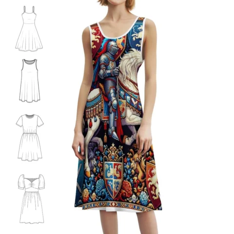 Vestido Feminino Seamless Pattern Knight Kingdom – Estilo e Conforto para Suas Festas