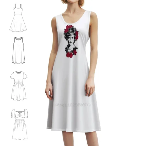 Vestido Estilo Coreano Red Roses – Elegância Casual para Mulheres