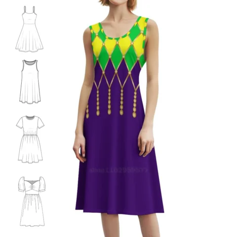 Vestido Mini Carnaval Geométrico Dourado para Mulheres – Oferta Imperdível