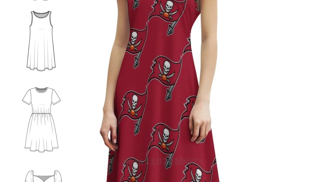 Vestido Boho Sem Mangas Cool-Tampa-Bay-Fun para Mulheres – Estilo Praia com Desconto de 50%