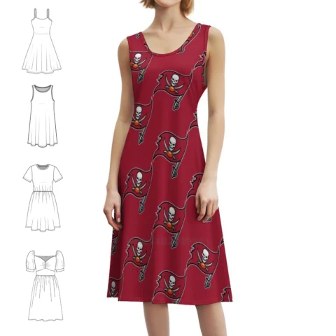 Vestido Boho Sem Mangas Cool-Tampa-Bay-Fun para Mulheres – Estilo Praia com Desconto de 50%