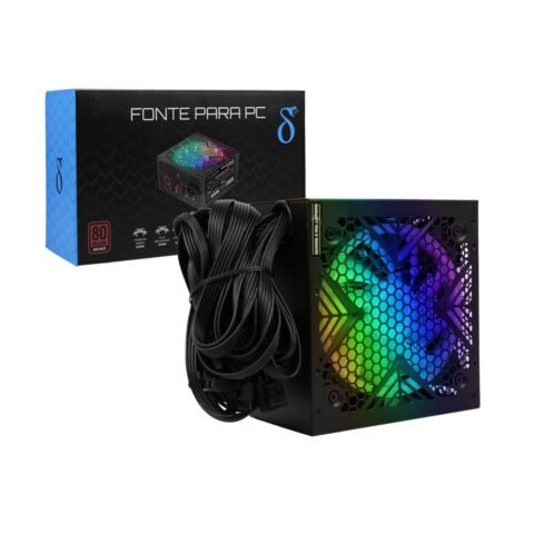 Fonte ATX 550W RGB Silenciosa Aitek – Potência e Estilo para seu PC