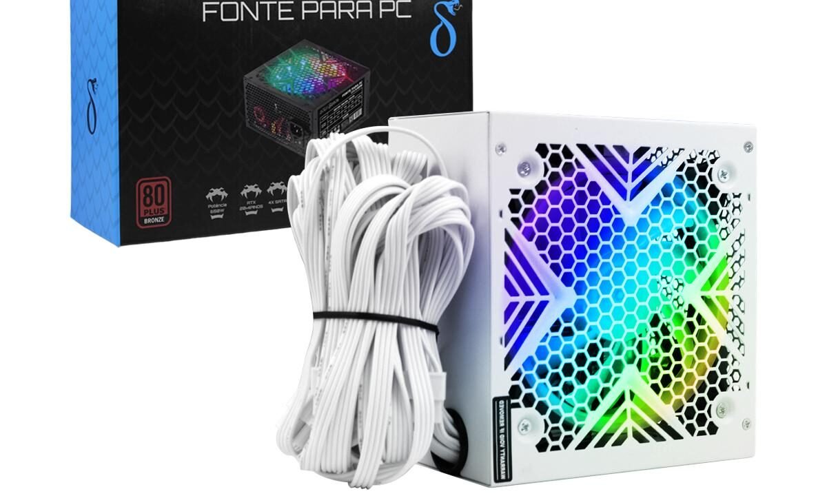 Fonte ATX 550W RGB Aitek DELTA-F550-B: Potência e Estilo para Seu PC