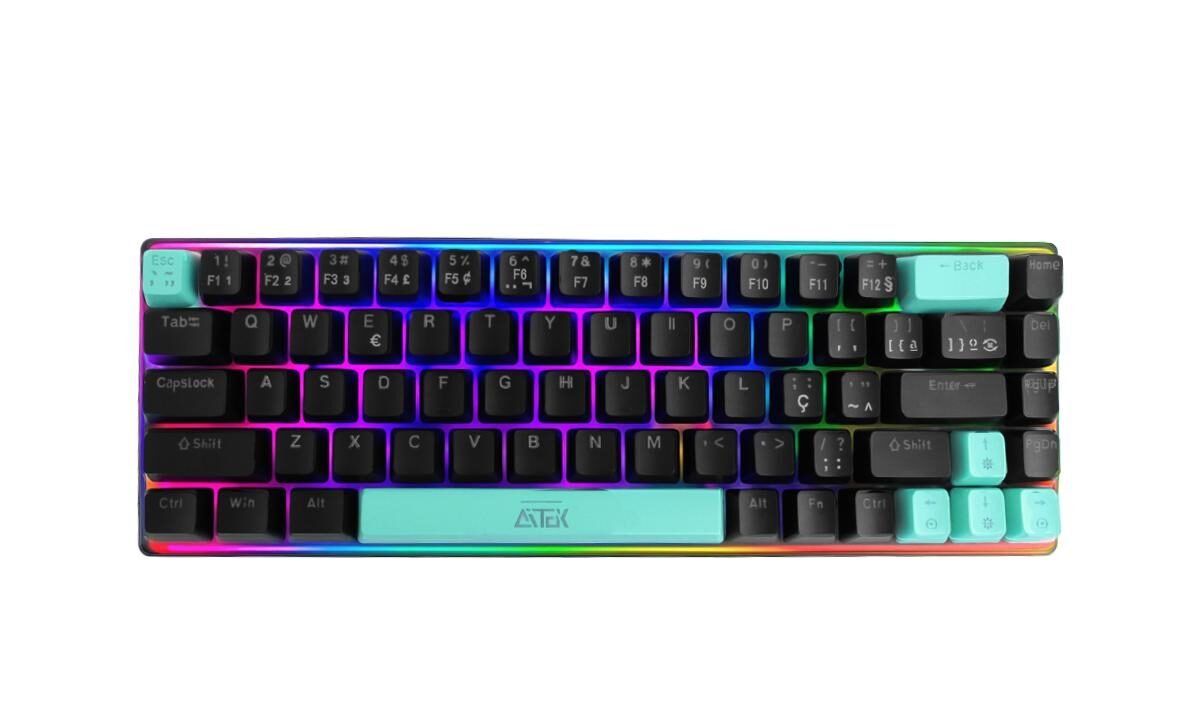 Teclado Mecânico Gamer Aitek 68 Teclas LED USB Silencioso Compacto