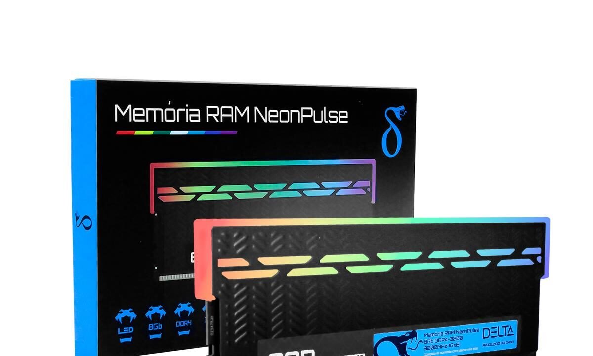 Memória RAM Gaming Intel 8GB DDR4 Aitek 3200MHz RGB Neon Pulse