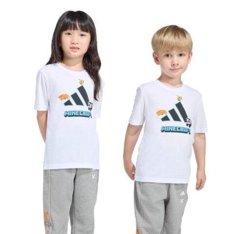 Camiseta Treino Adidas Minecraft Branco – Conforto e Estilo para Jovens Fãs