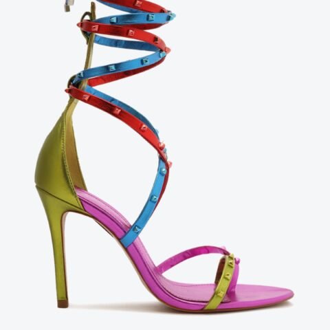 Sandália Celeste Couro Colorido Schutz: Glamour e Estilo para Seus Pés