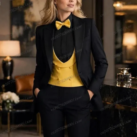 Conjunto Feminino Preto e Amarelo: Elegância para Eventos e Trabalho
