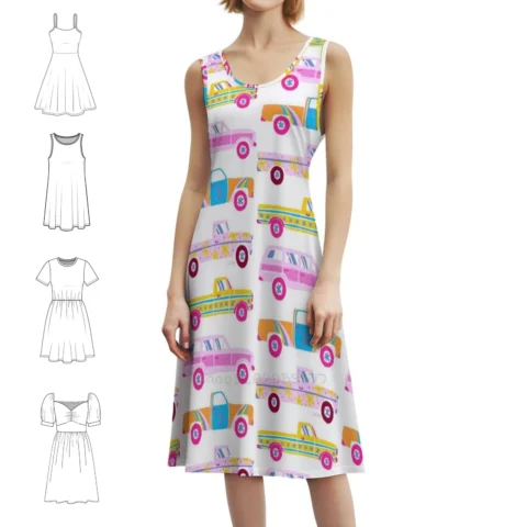 Vestido Mini Retro Roads Candy Palette: Estilo Casual com 50% de Desconto