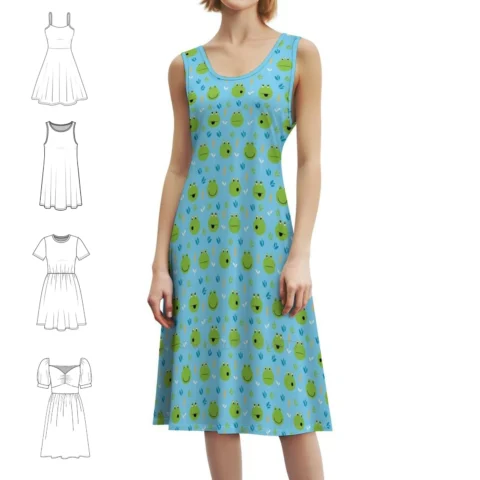 Vestido Boho Sem Manga com Estampa Divertida de Sapos – Oferta Aliexpress 1
