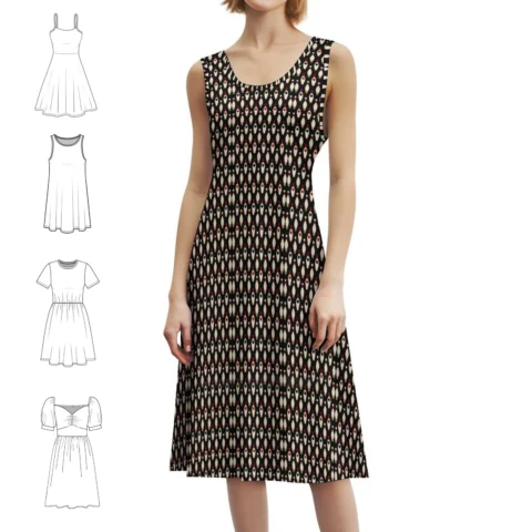Vestido Casual Floral com Padrão Geométrico – Oferta Imperdível no Aliexpress