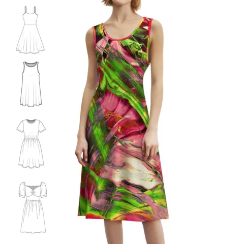 Vestido Mini Abstract Colorful Painting: Estilo e Conforto para Suas Festas na Praia