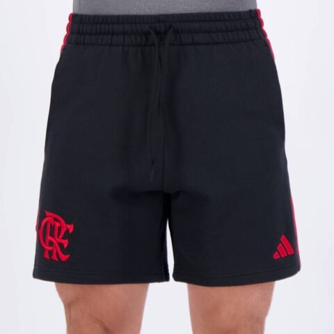 Bermuda Adidas Flamengo DNA 2025 Preta – Conforto e Estilo Casual