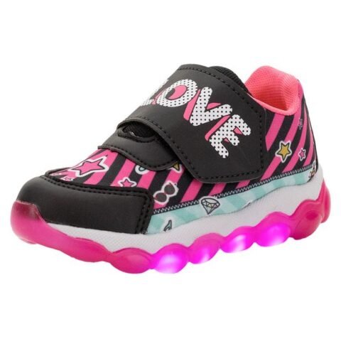 Tênis Infantil Feminino LED Minipé MP2205 Preto/Rosa 22 – Conforto e Estilo