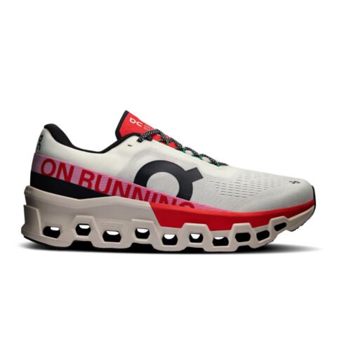 Tênis On Running Cloudmonster 2 Masculino Branco e Vermelho – Máximo Amortecimento e Energia